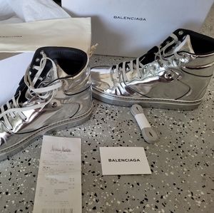 BALENCIAGA chrome high tops